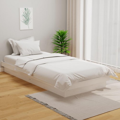 Sengeramme 90x190 cm - single i massivt fyrretræ, hvid