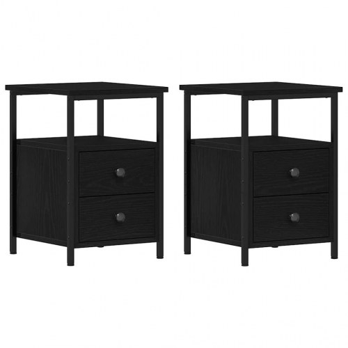 Sengeborde 2 stk. - sort eg 34×35,5×50 cm i konstrueret træ