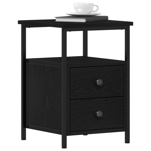 Sengeborde 2 stk. - sort eg 34×35,5×50 cm i konstrueret træ