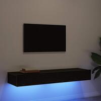 TV-skabe med LED-lys 2 stk. sort eg 60x35x15,5 cm