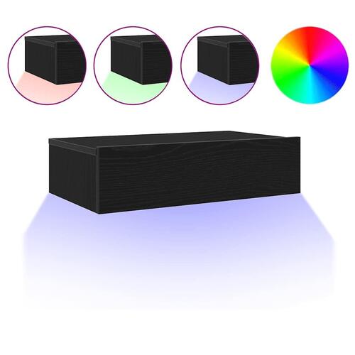 TV-skabe med LED-lys 2 stk. sort eg 60x35x15,5 cm