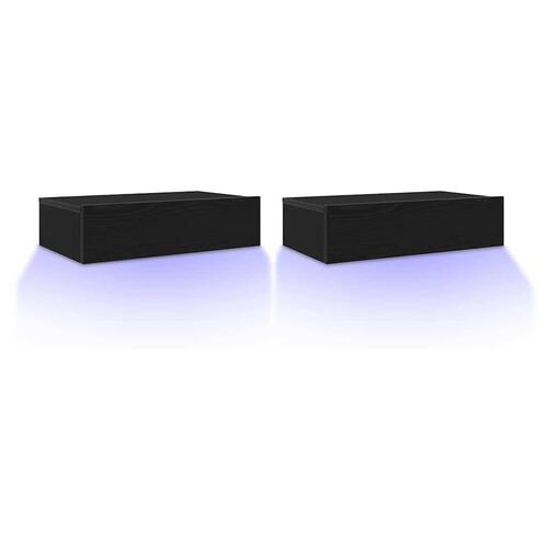 TV-skabe med LED-lys 2 stk. sort eg 60x35x15,5 cm