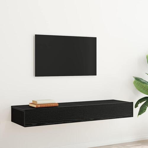 TV-skabe med LED-lys 2 stk. sort eg 60x35x15,5 cm