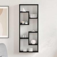Vægreol sort egetræ 36x16x90 cm konstrueret træ