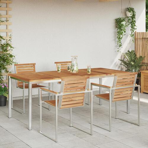 Udendørs spisebord 200x90x74.5 cm solidt træ teak