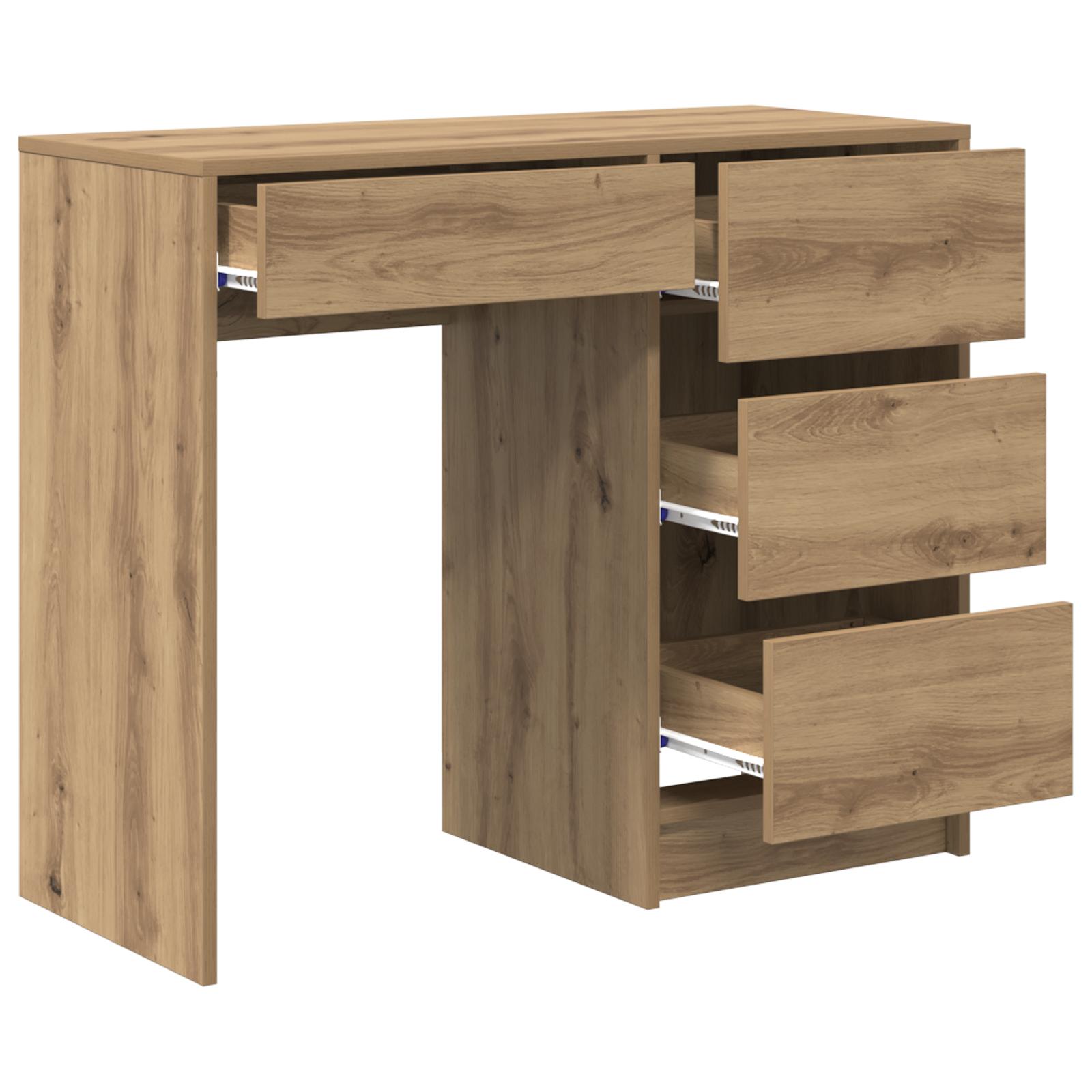 Bord med skuffe artisan eg 90 x 37,5 x 75 cm Konstrueret træ billede