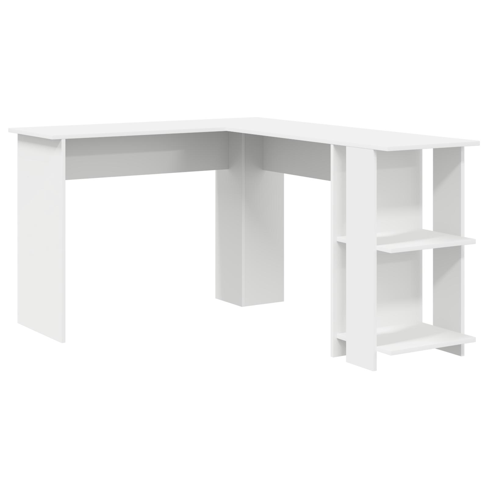 Hjørneskrivebord med opbevaring Hvid 140 x 113,5 x 75 cm billede