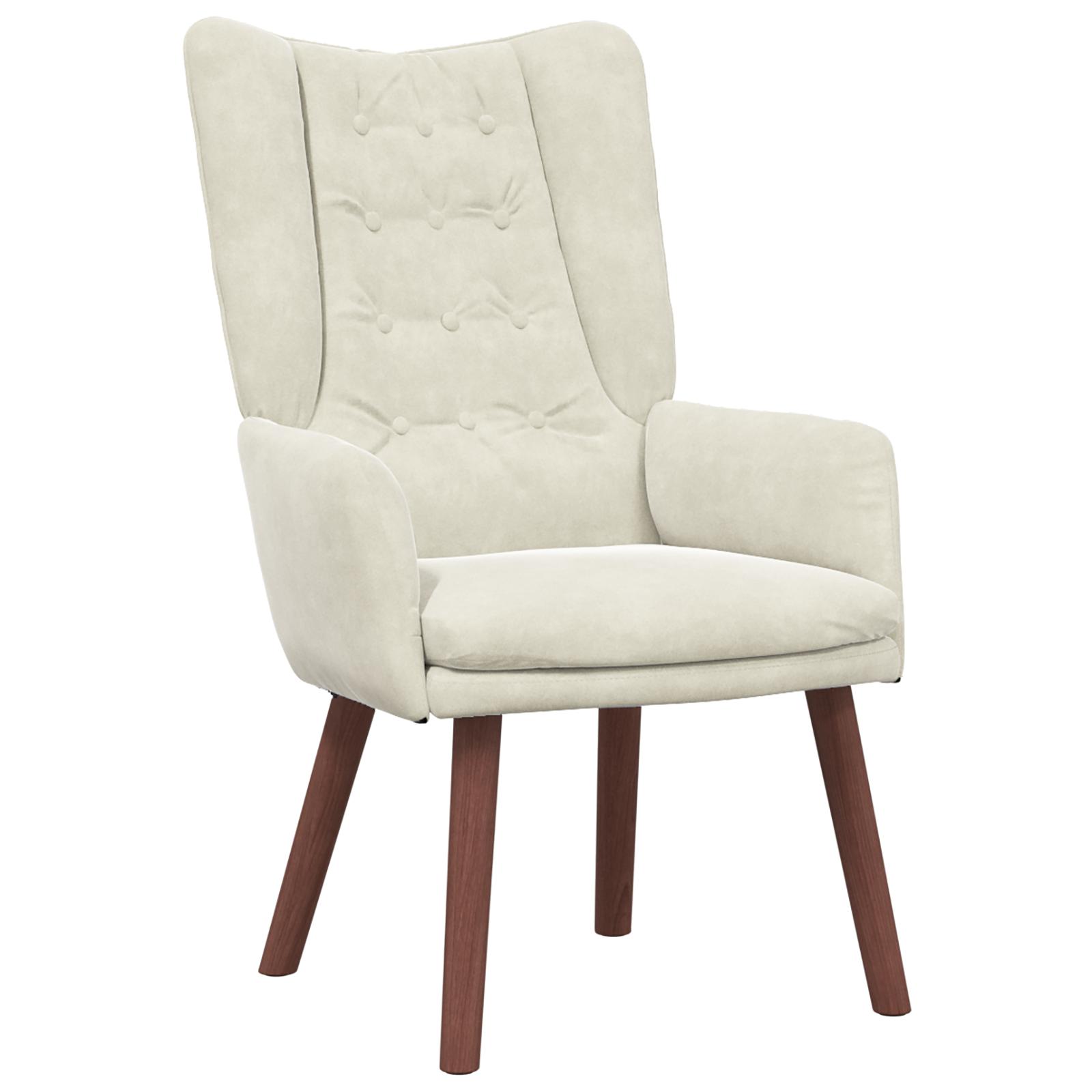 Afslappende stol Creme 63 x 67 x 94 cm Fløjl billede