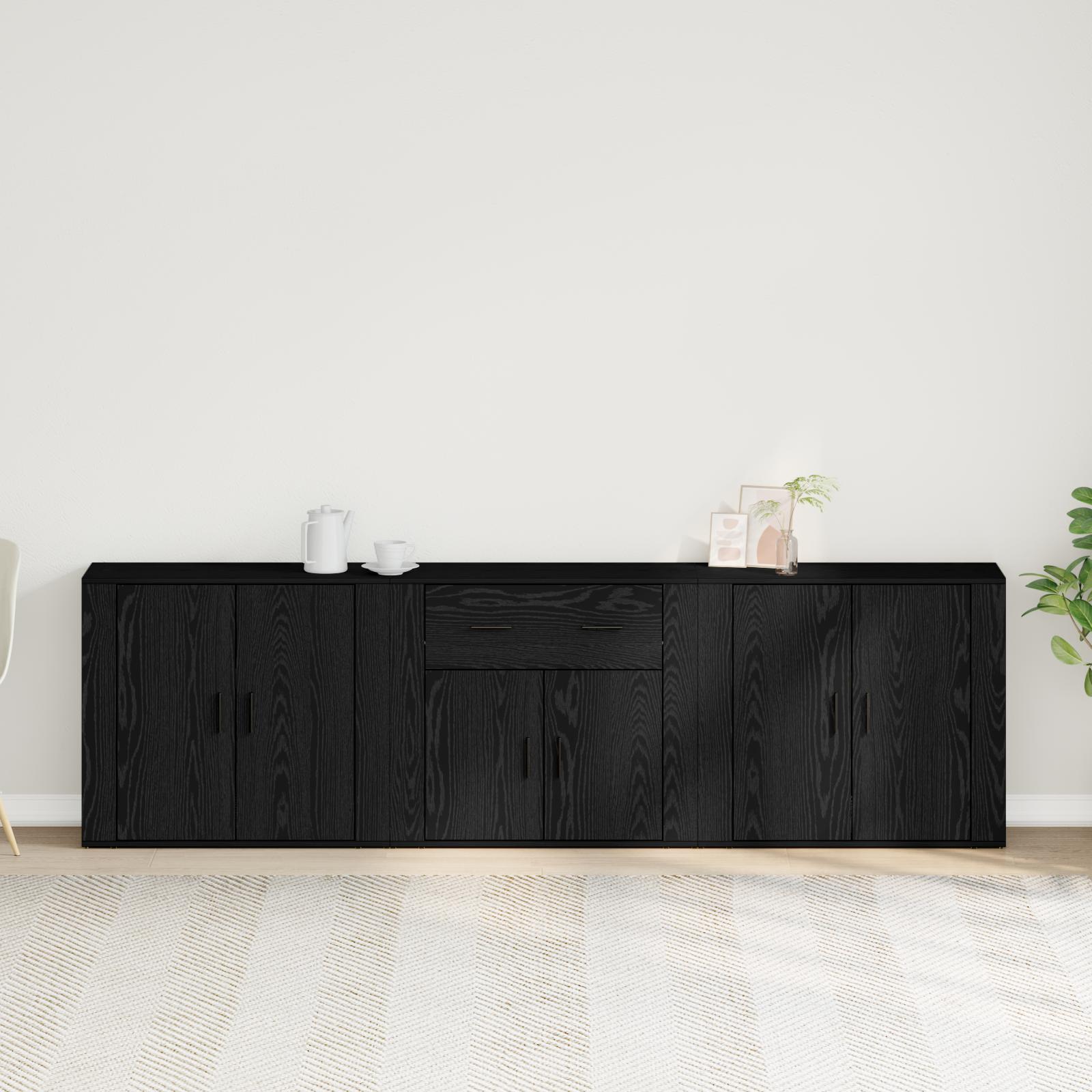 Sidebord med skuffe Sort eg 240 x 33 x 70 cm Konstrueret træ billede