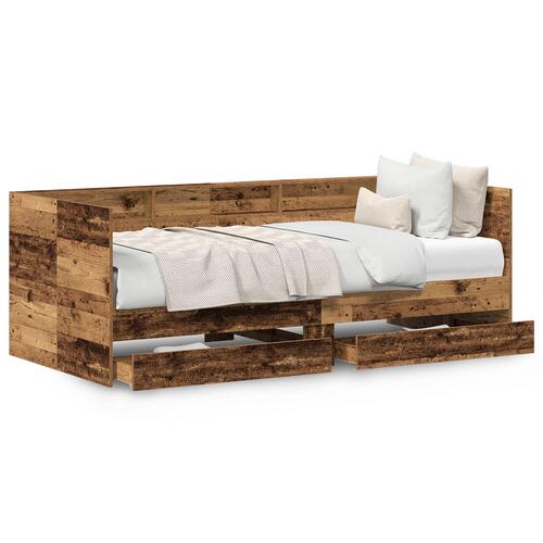 Sovesofa med skuffer Gamle træ Konstrueret træ 90 x 190 cm Solid