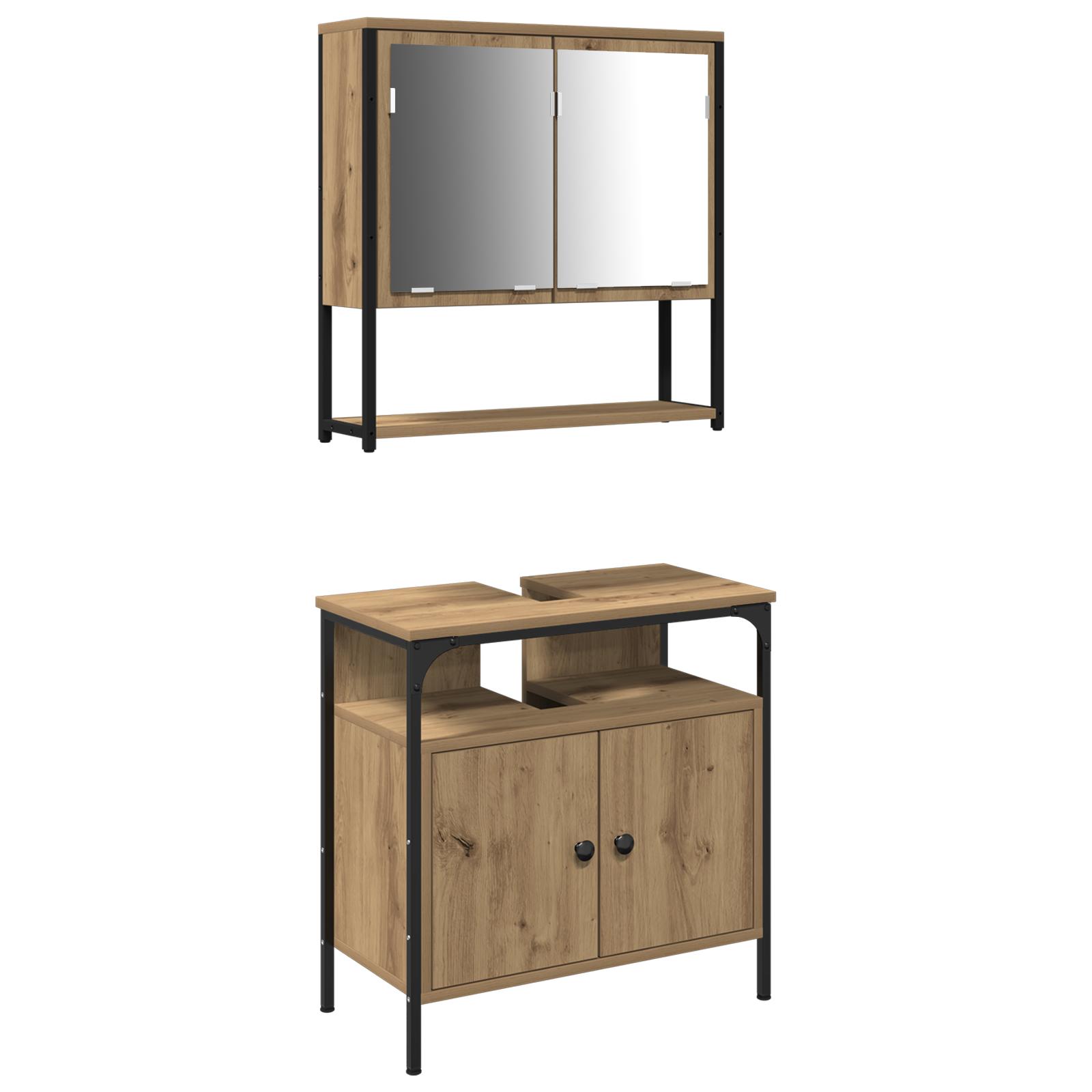 Badeværelsesmøbel Sæt Med Opbevaring 2 Dele Brun 60 X 30 X 60 Cm