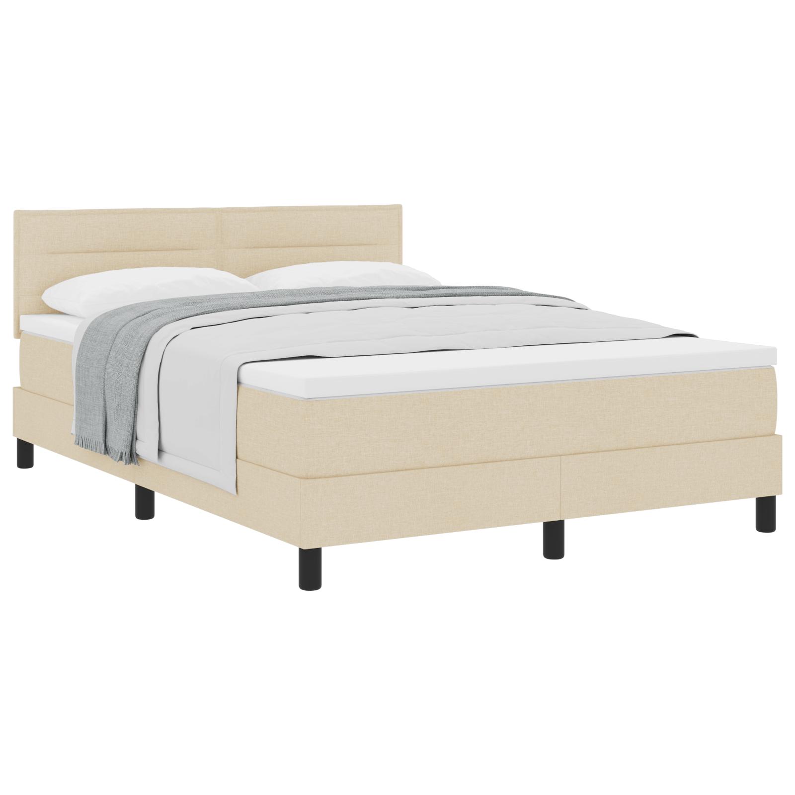 Kontinentalseng med madras Creme 140 x 200 cm Stof billede