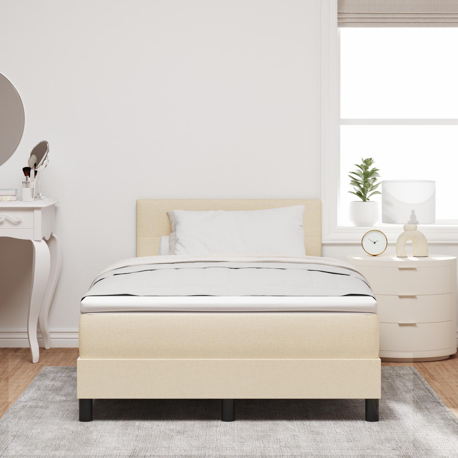 Box Spring Seng med Madras Creme 120x190 cm Stof
