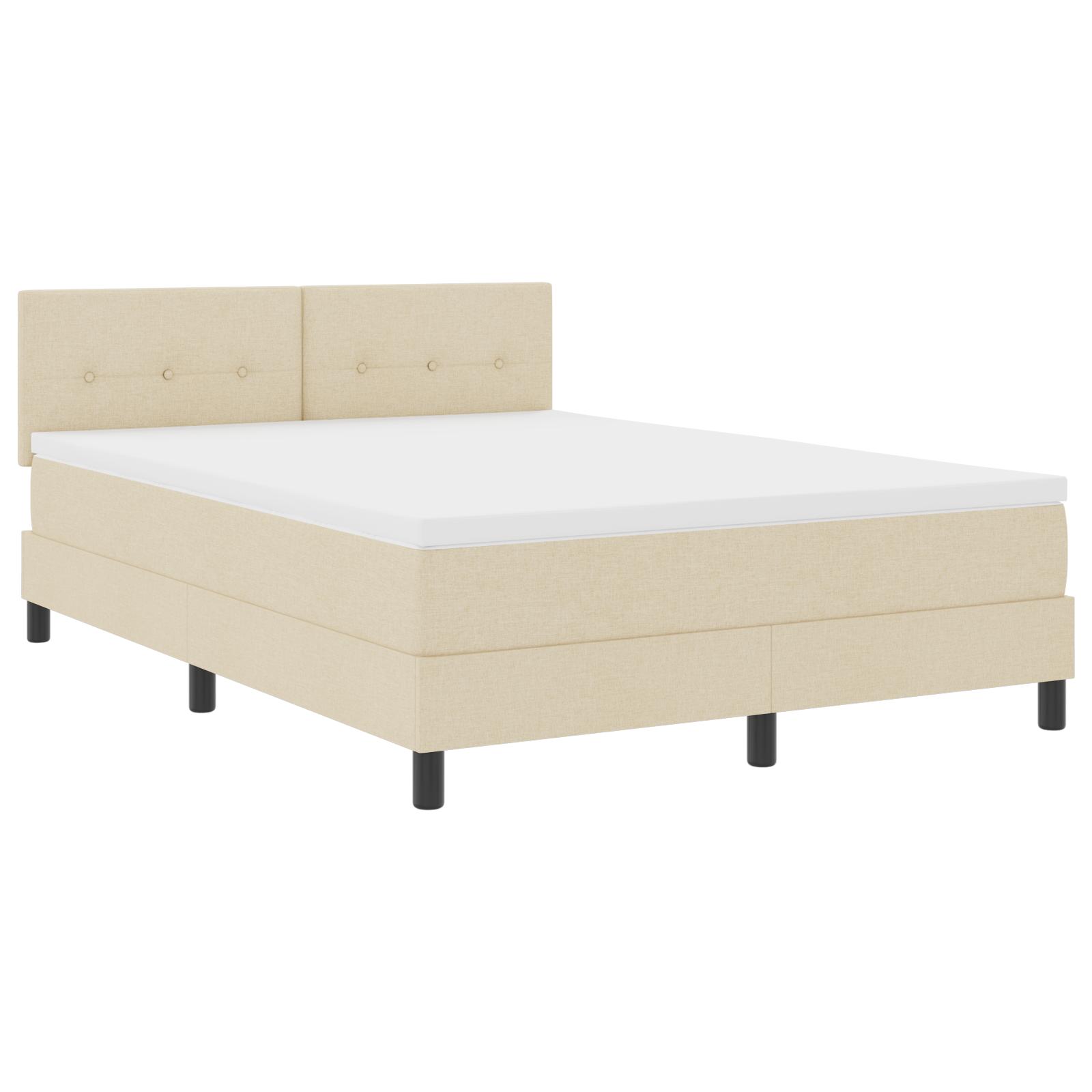 Kontinentalseng med madras Creme 140 x 190 cm Stof billede