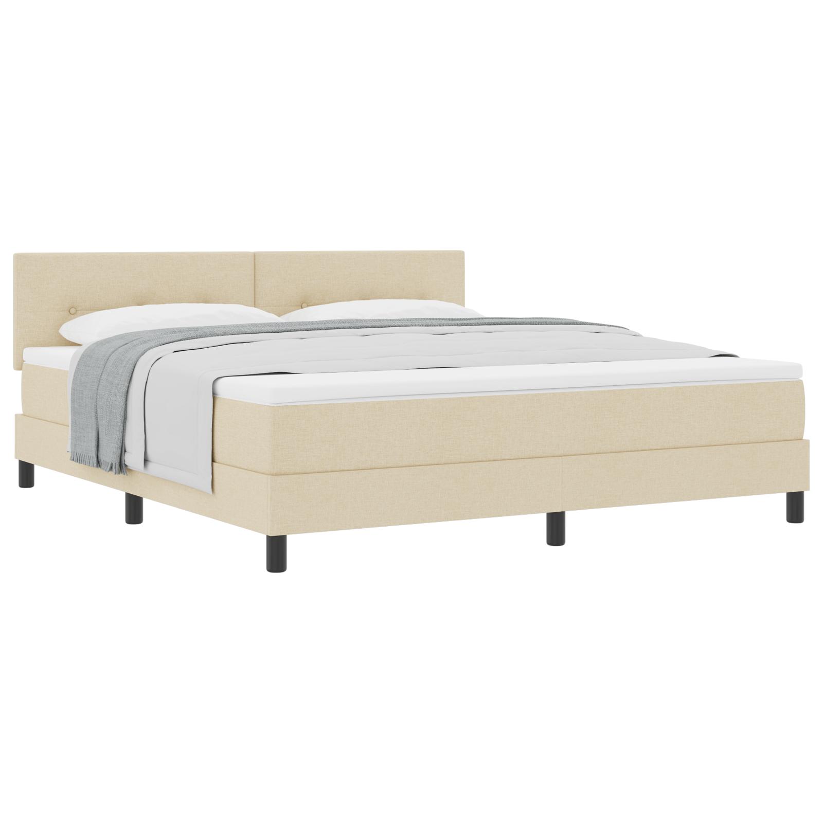 Kontinentalseng med madras Creme 180 x 200 cm Stof billede