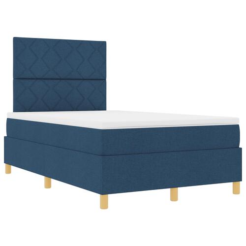 Box Spring Seng med Madras Blå 120x200 cm Stof