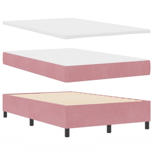 Box Spring Seng med Madrasse & Bænk Pink 120x200 cm Fløjl