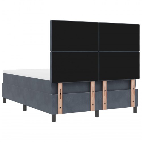 Box Spring Seng med Madras & Bænk Mørkegrå 140x190 cm Fløjl