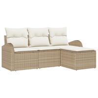 4 dele have sofa sæt med puder beige poly rattan