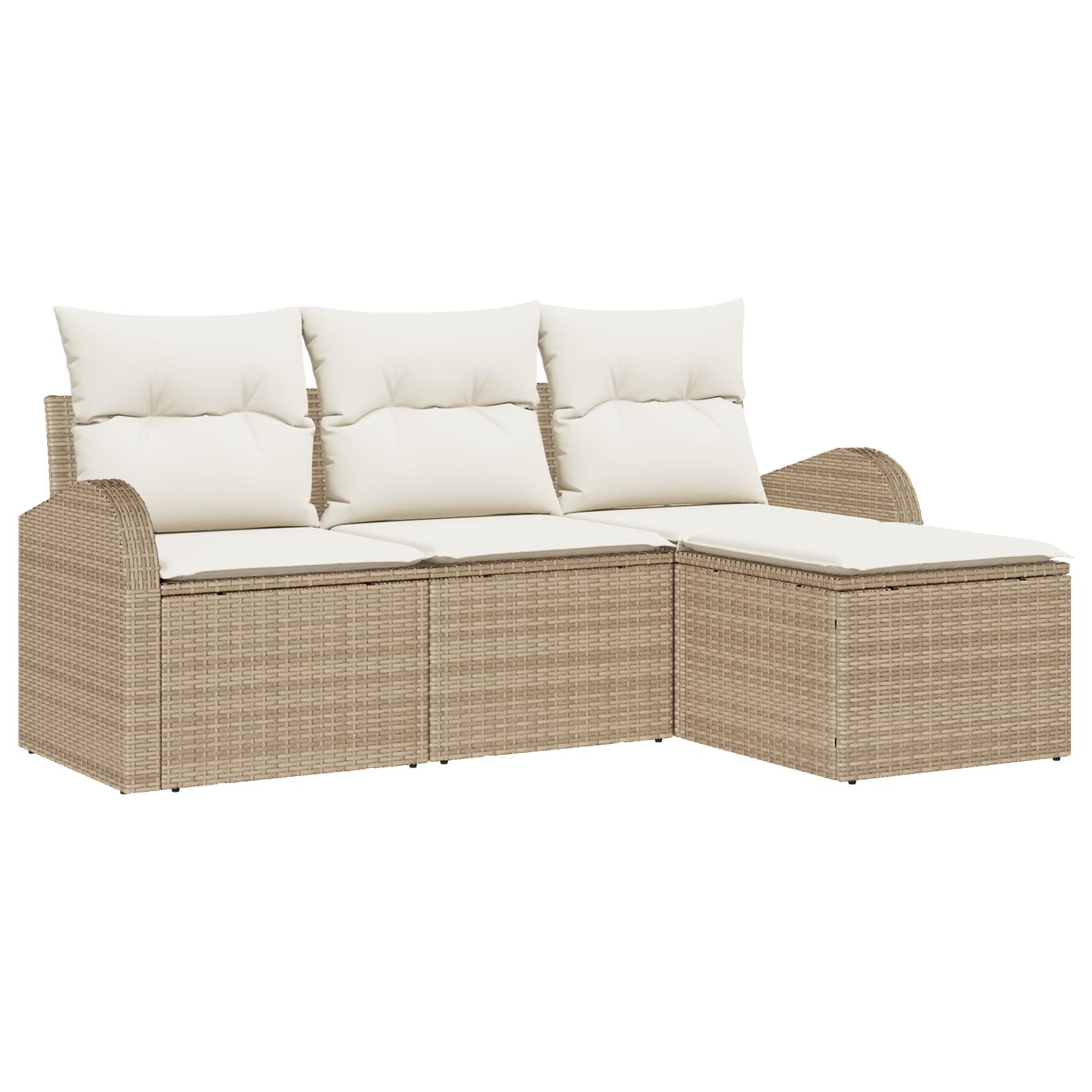 4 dele have sofa sæt med puder beige poly rattan