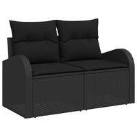 4-delt have sofa sæt med puder sort poly rattan
