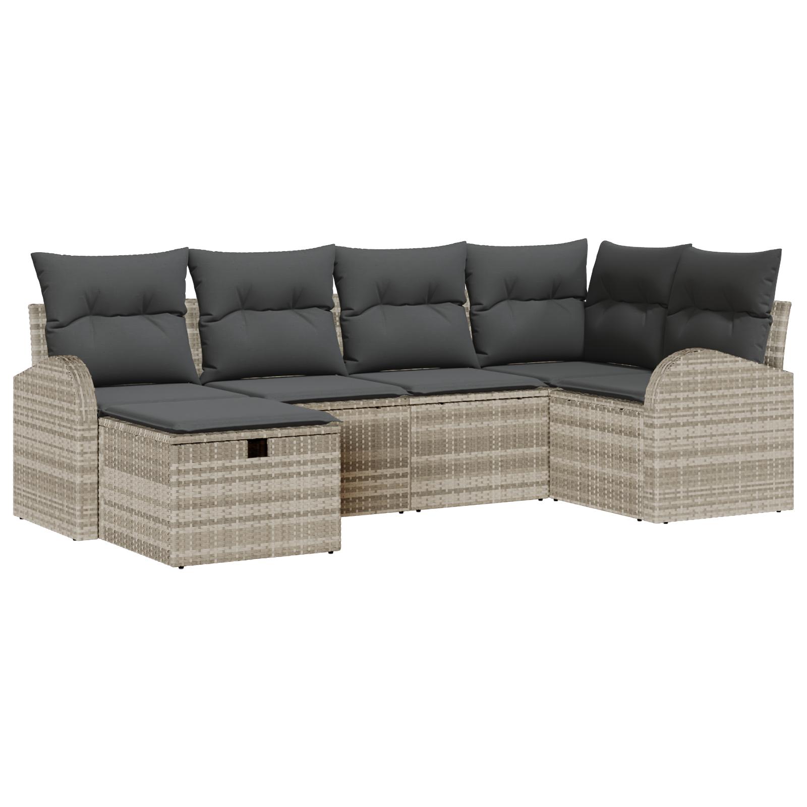 Havesofa Sæt 6 stk Lysegrå 234 x 124 x 85 cm Poly rattan billede