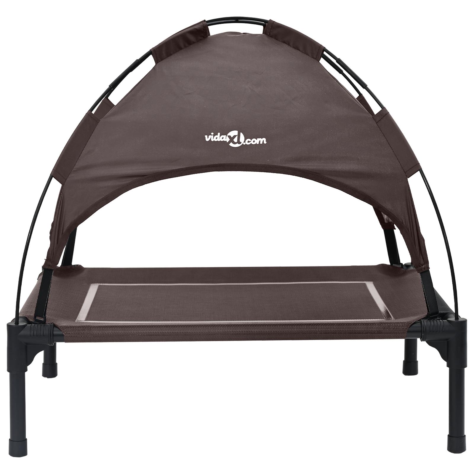 Hævet Hundeseng med Aftageligt Tag Brun Stål