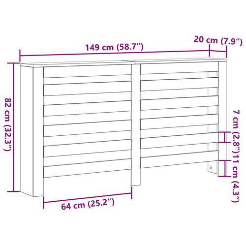 Radiatorskjuler Sort Eg 149x20x82 cm Teknisk Træ