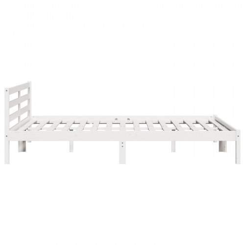 Sengestel med Hovedgærde Hvid 200x220 cm Solid Træ Fyr