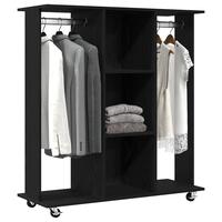 Garderobe med hjul Sort eg 102x38x110 cm Konstrueret træ