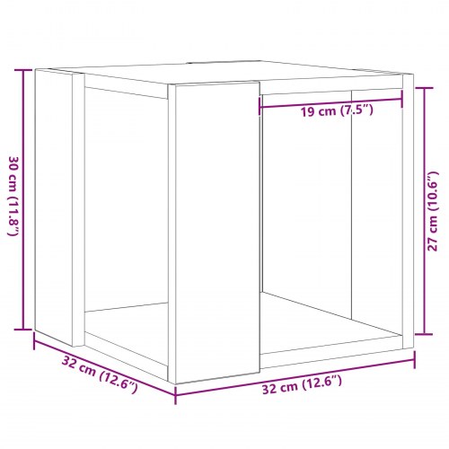 Kaffebord Sort egetræ MDF 32 x 32 x 30 cm Enkelt Firkantet