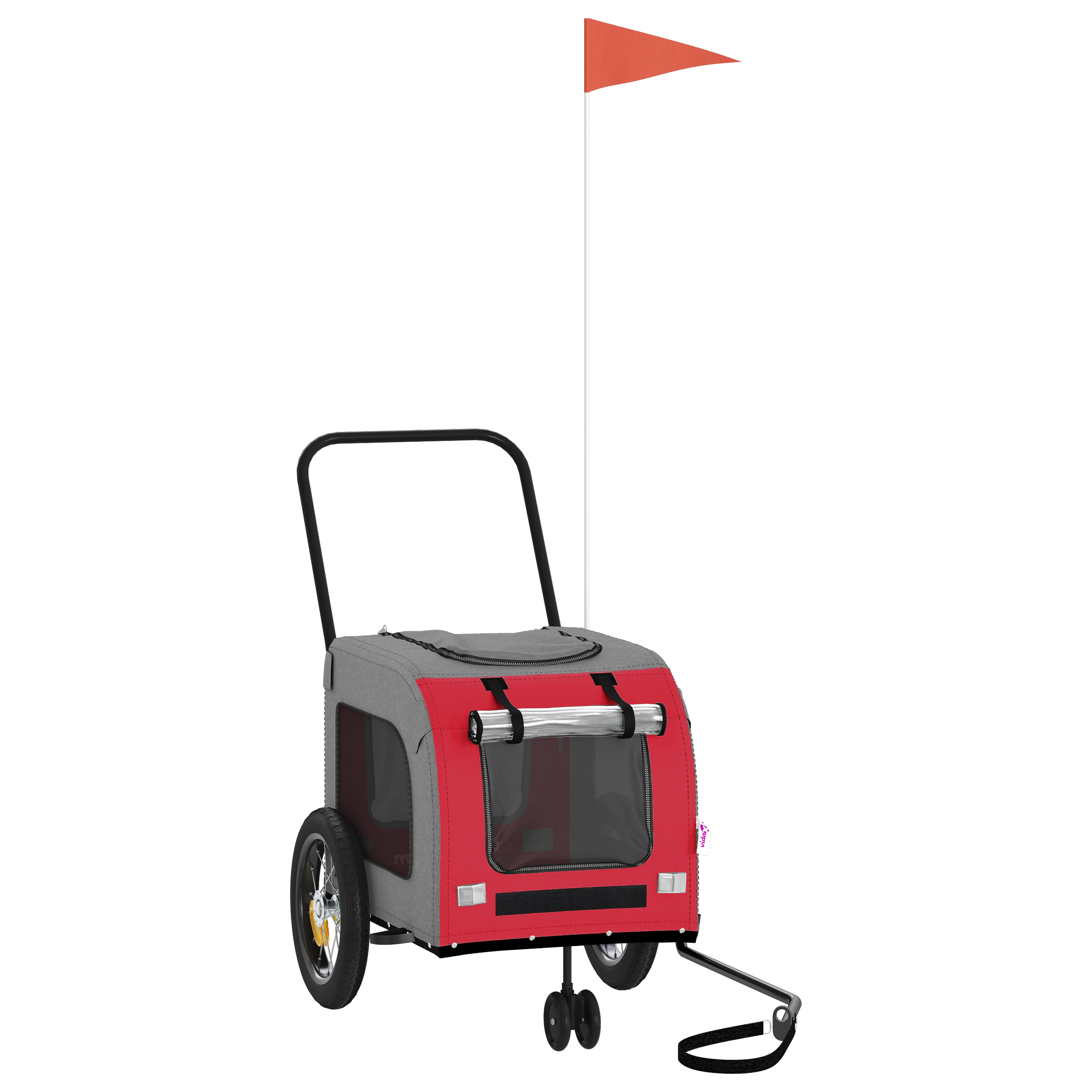 Cykelanhænger til kæledyr Rød og grå 124,5 x 63,5 x 53 cm