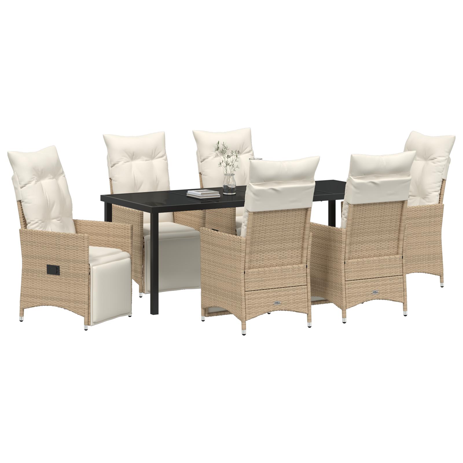 Have Spisebordssæt med pude 7 stk Beige Poly rattan billede