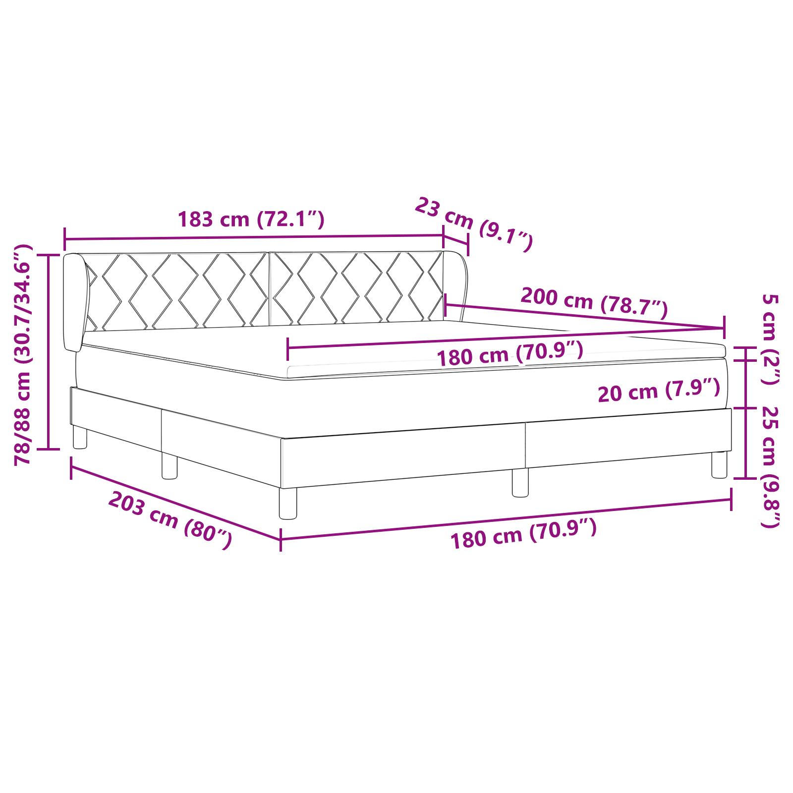 Box Spring Seng med Madras Lys Grå 180x200 cm Stof