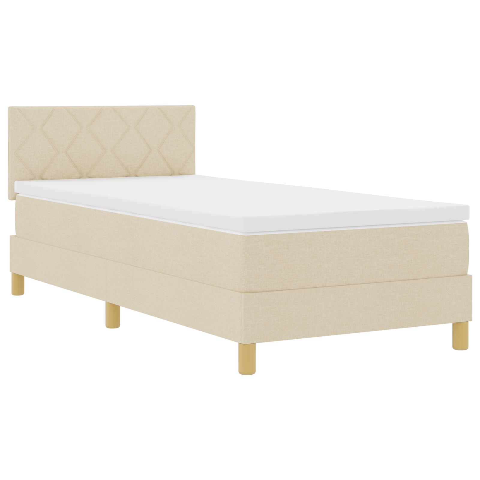 Box Spring Seng med Madras & LED Creme 90x200 cm Stof