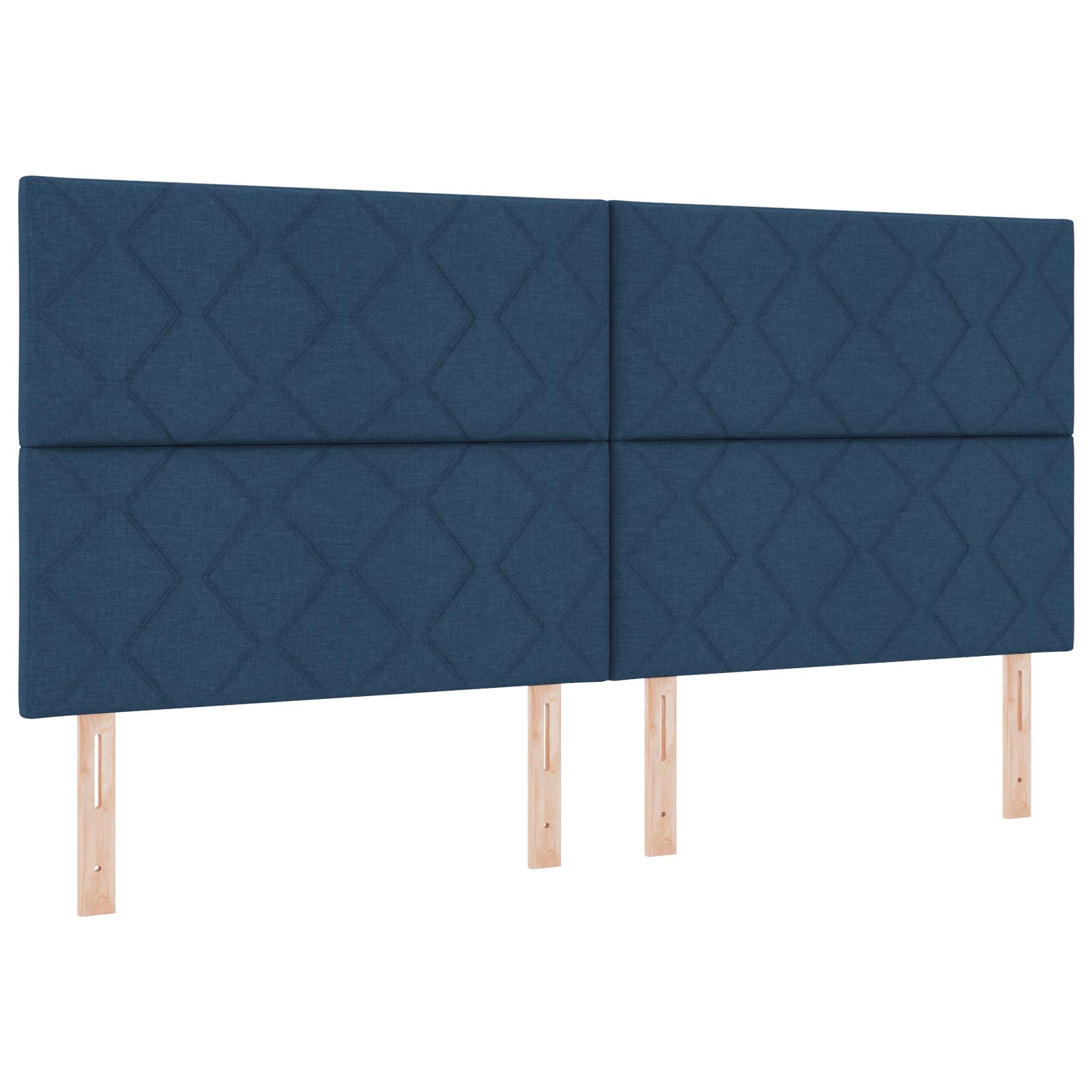Box Spring Seng med Madras & LED Blå 200x200 cm Stof