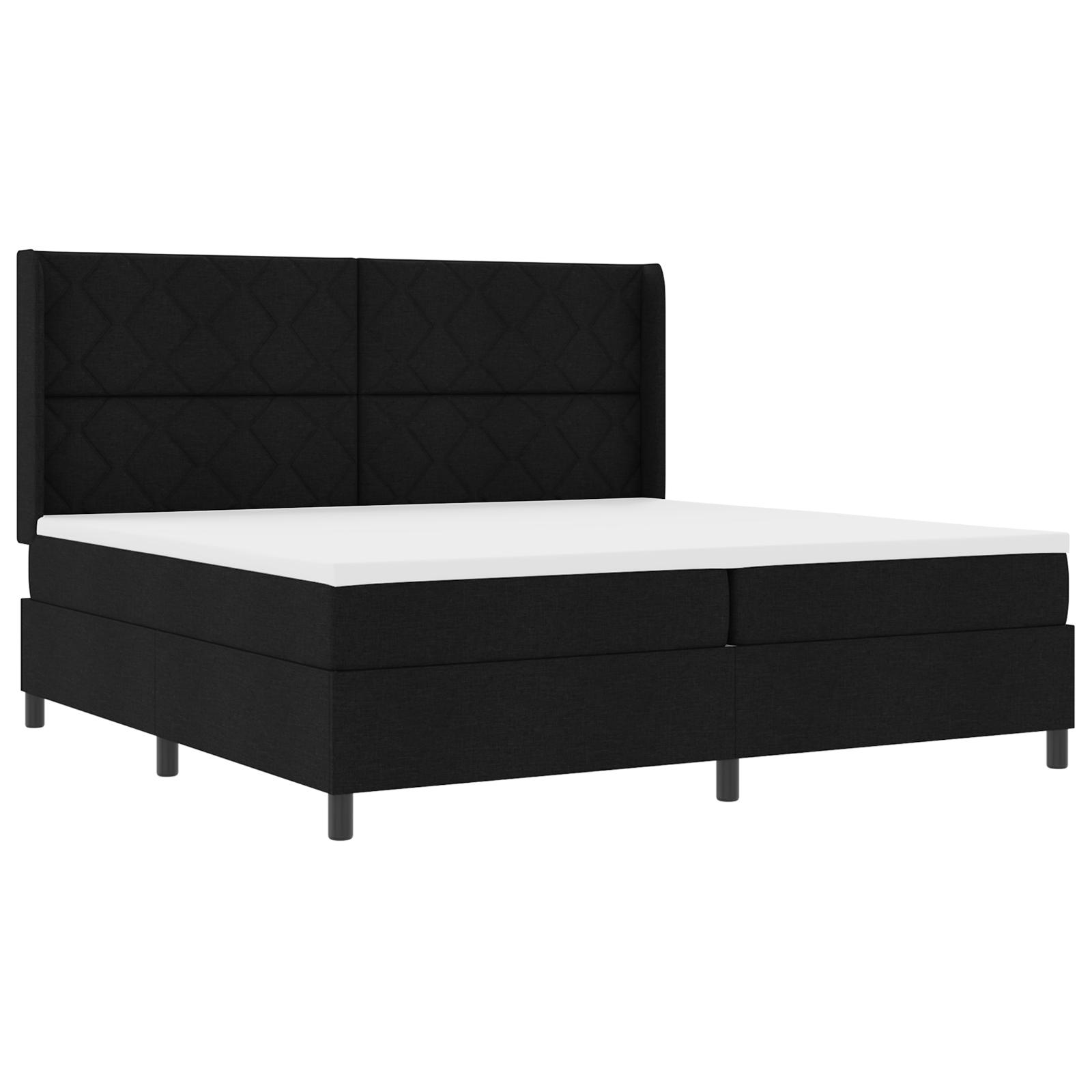 LED Box Spring Bed med madras Sort 200 x 200 cm Stof billede
