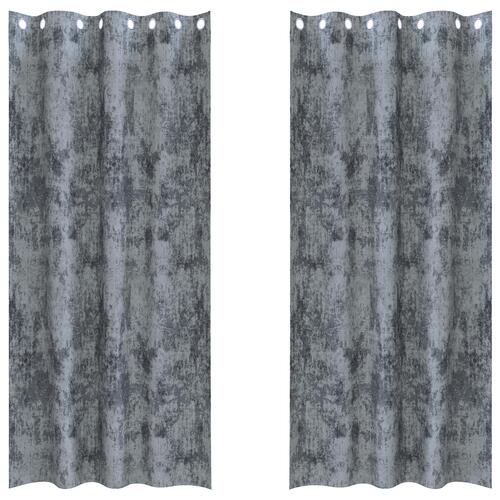 Velour Gardiner 2 stk med Grommets Sølvgrå 225x140 cm