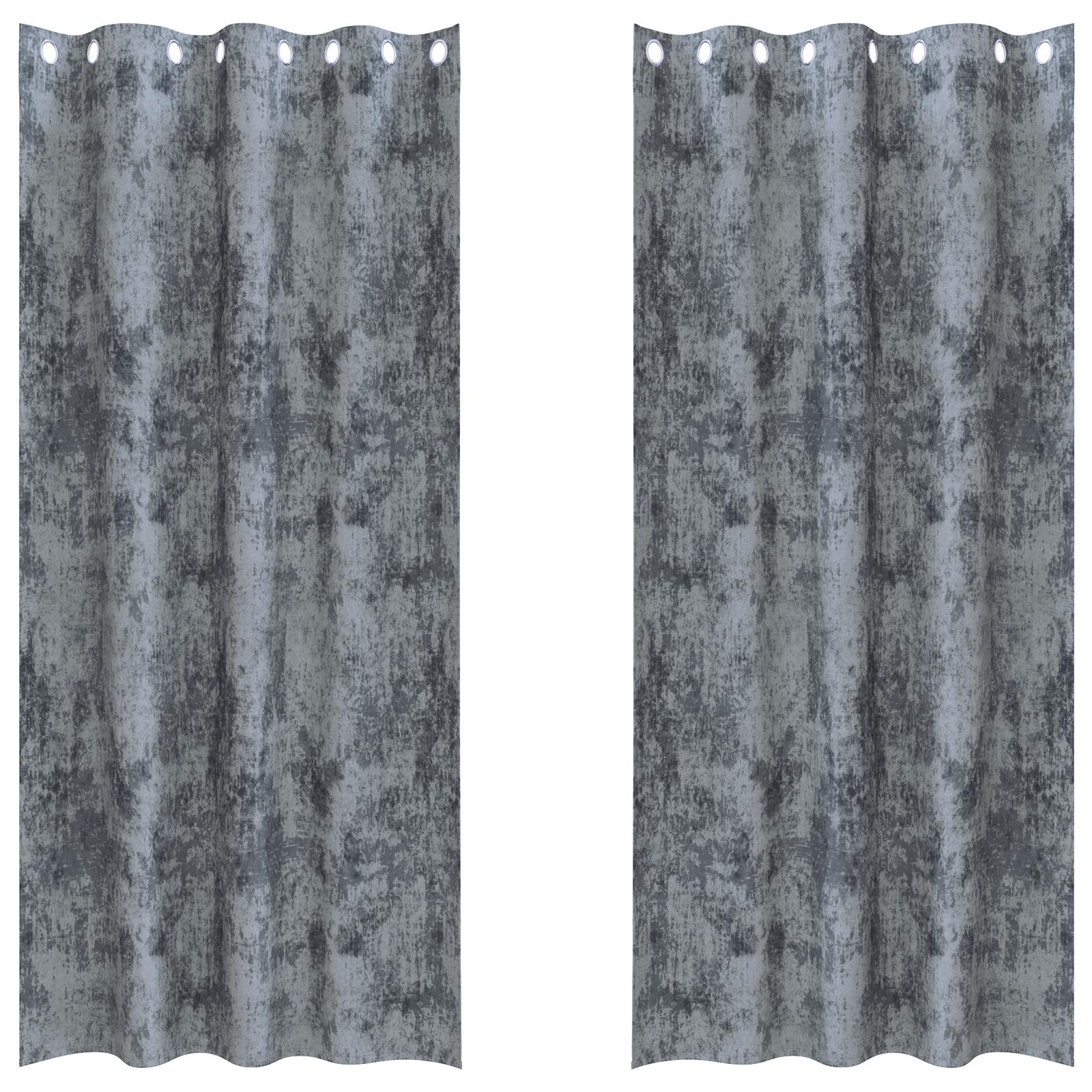 Velour Gardiner 2 stk med Grommets Sølvgrå 225x140 cm