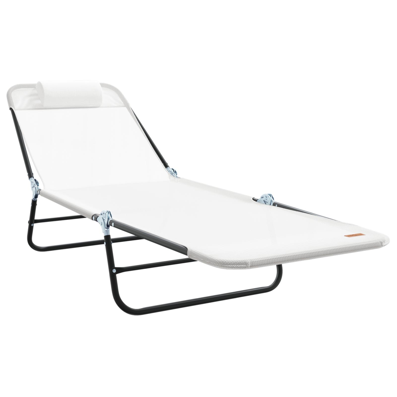 Foldestol 1-person Creme 182 x 55 x 85.5cm Textilene billede