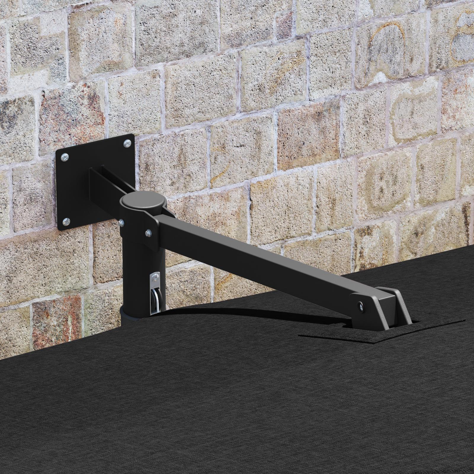 Terrasseparasoll Sort Polyester, Stål Stor Justerbar