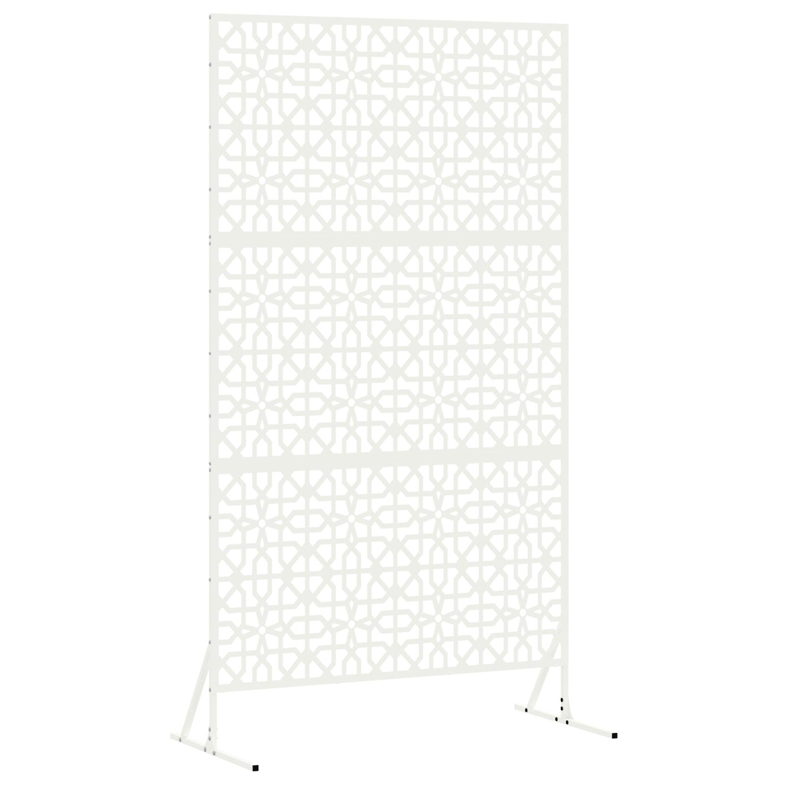 Blomstret Hegnspanel Hvid Metal Medium Dekorative Indlæg