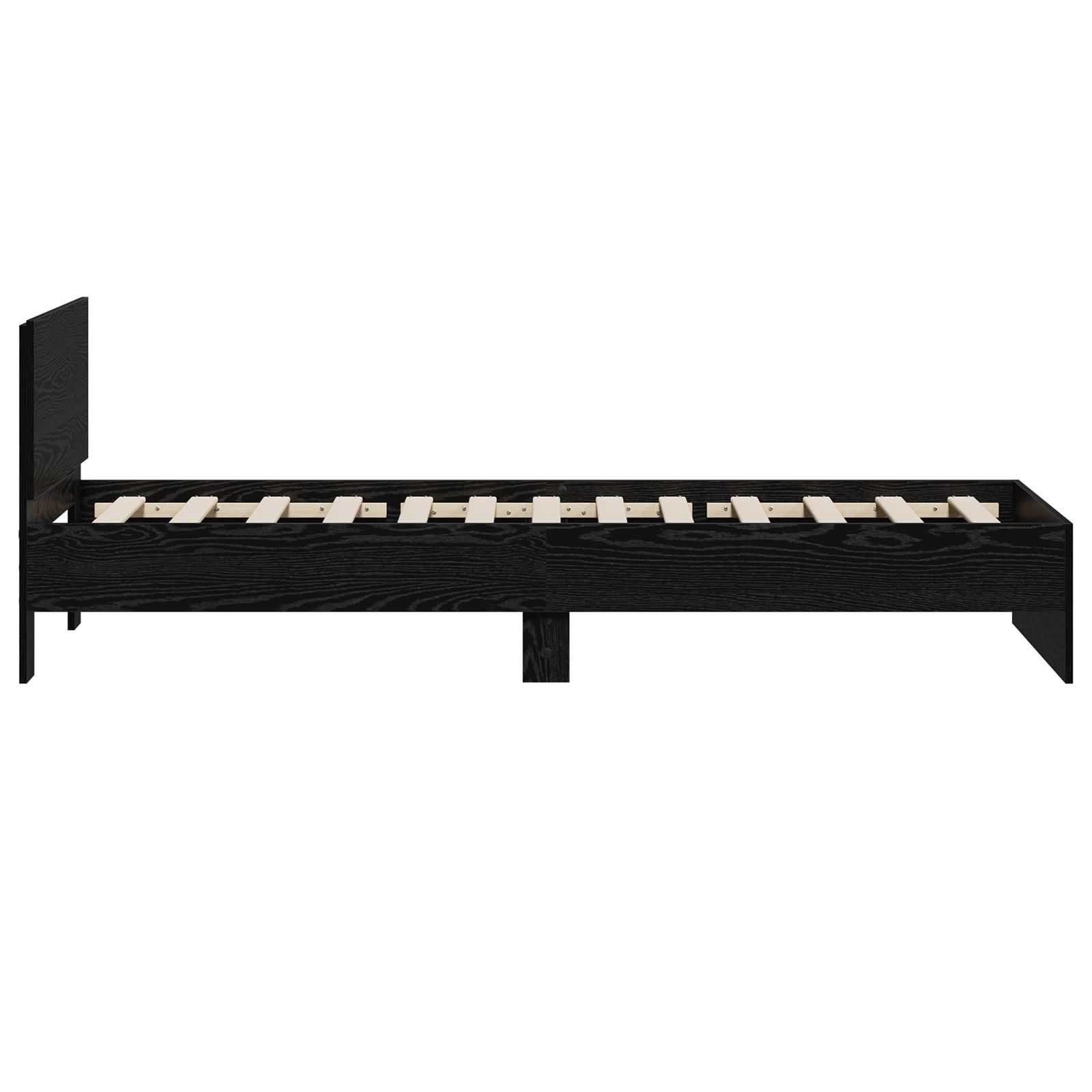 Sengestel Med Hovedgærde Sort Eg 75 X 190 Cm Konstrueret Træ