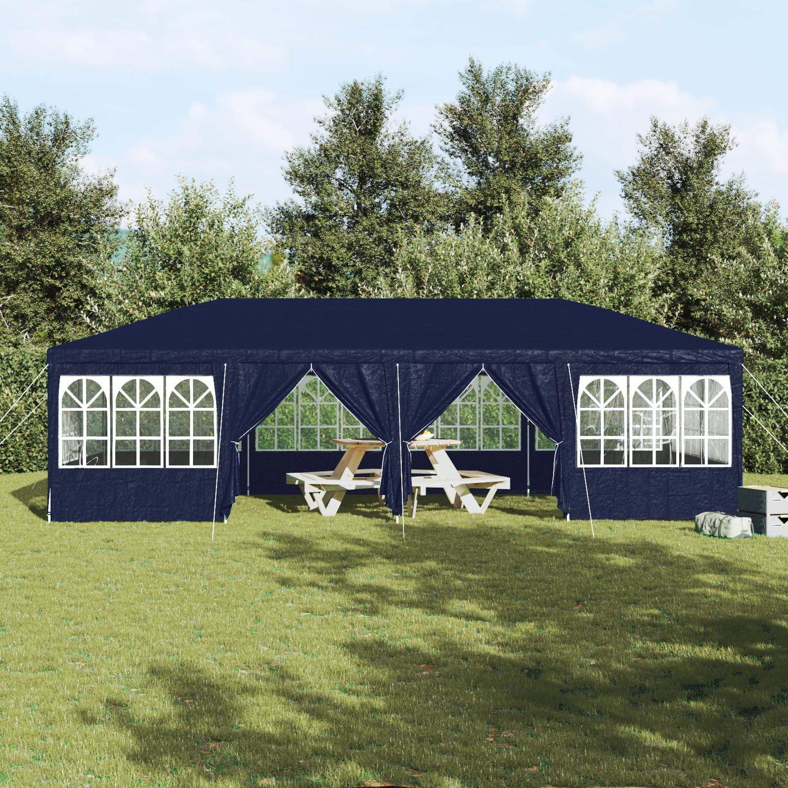 Festtelt med 12 Sideskillevægge Blå 8x4 m PE