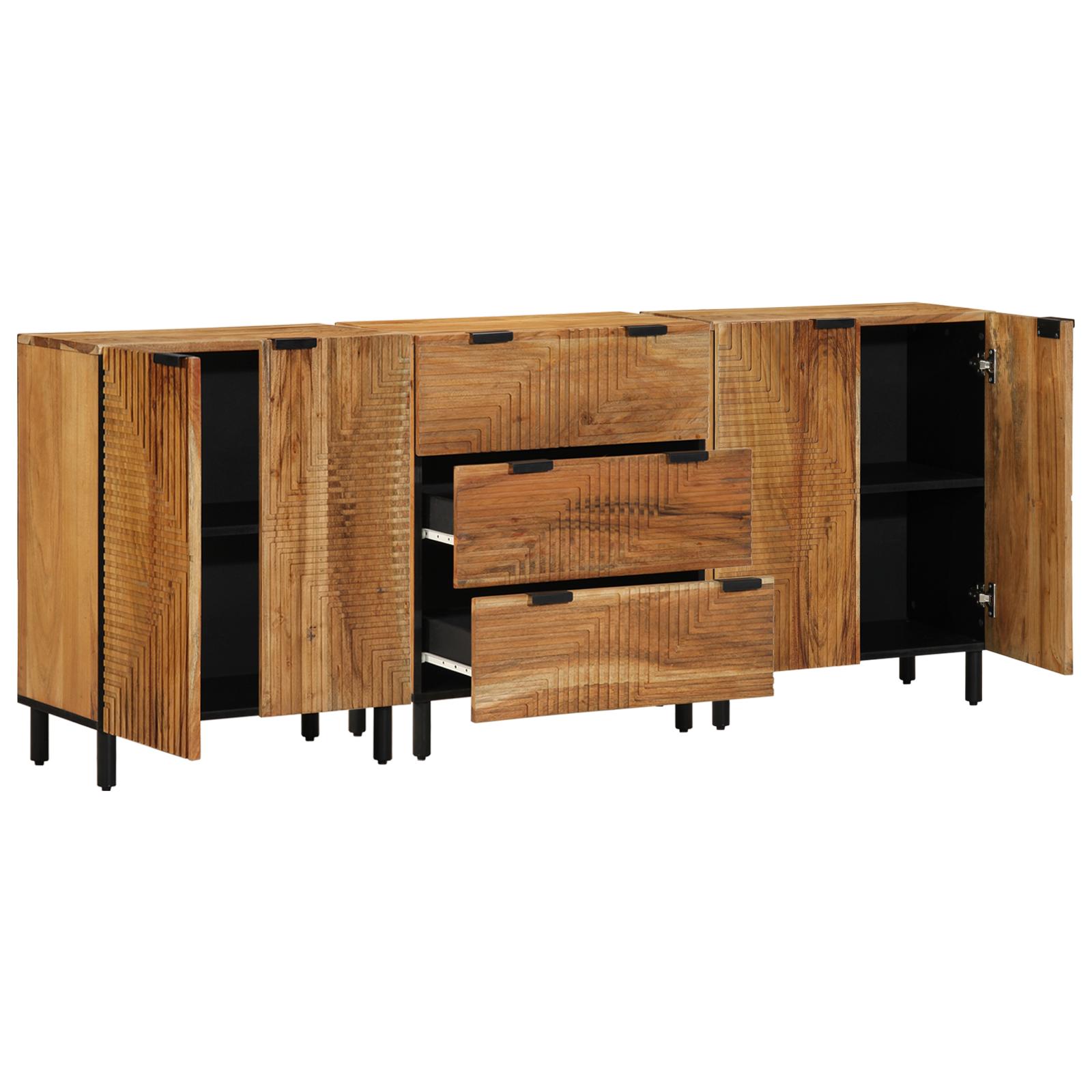 3 Stykker Sideboards Brun 60x33x75 cm Solidt Akacietræ