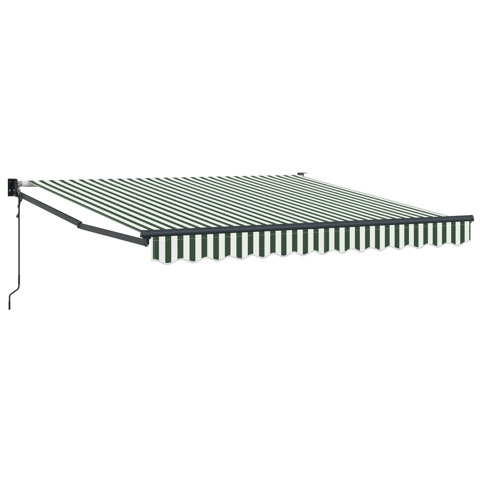 Markise Stribet Grøn og hvid 3 x 2,5 m Polyester og metal billede