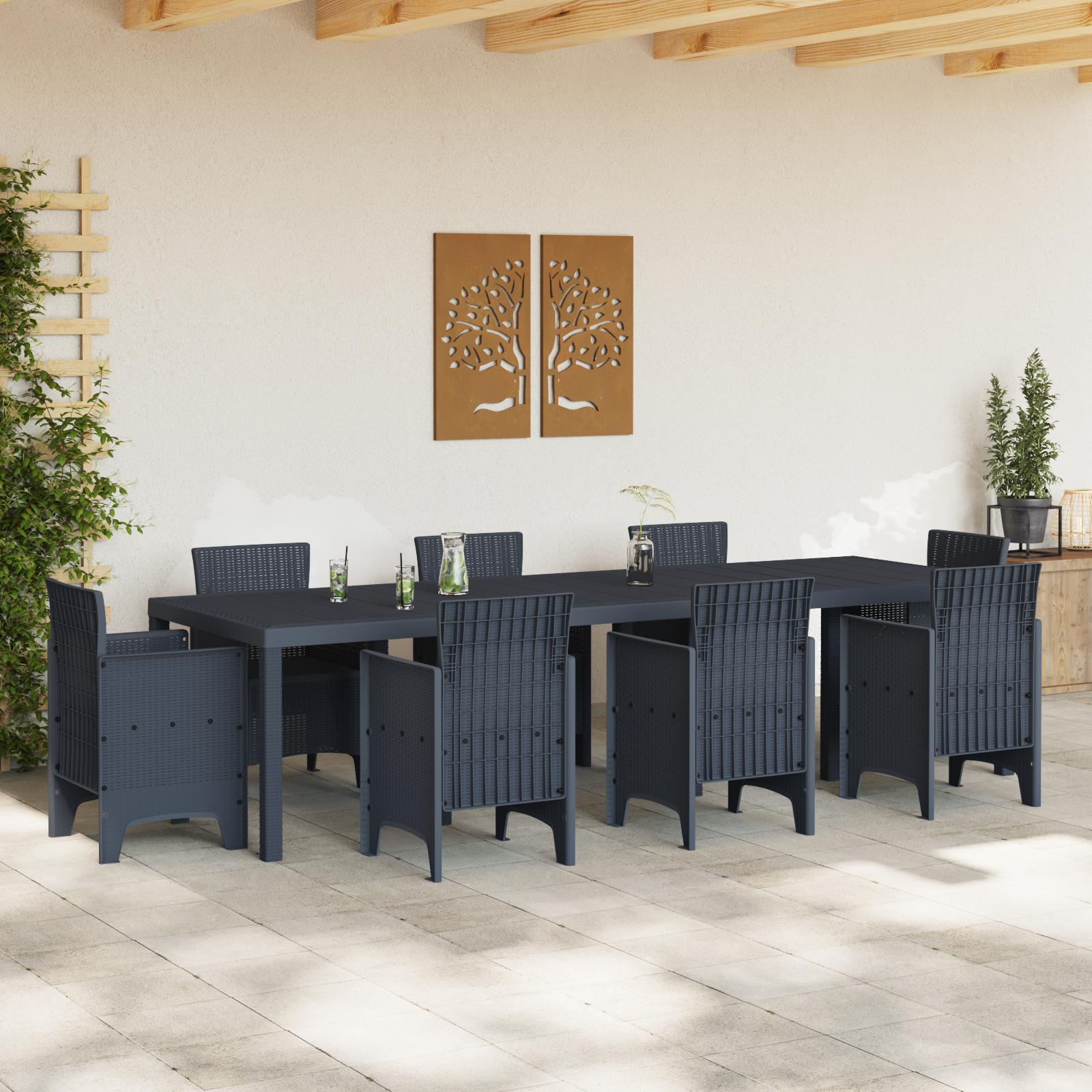 Havebord Antracit 300x100x73 cm Poly Rattan,  Havebord Antracit 150x100x73 cm Poly Rattan