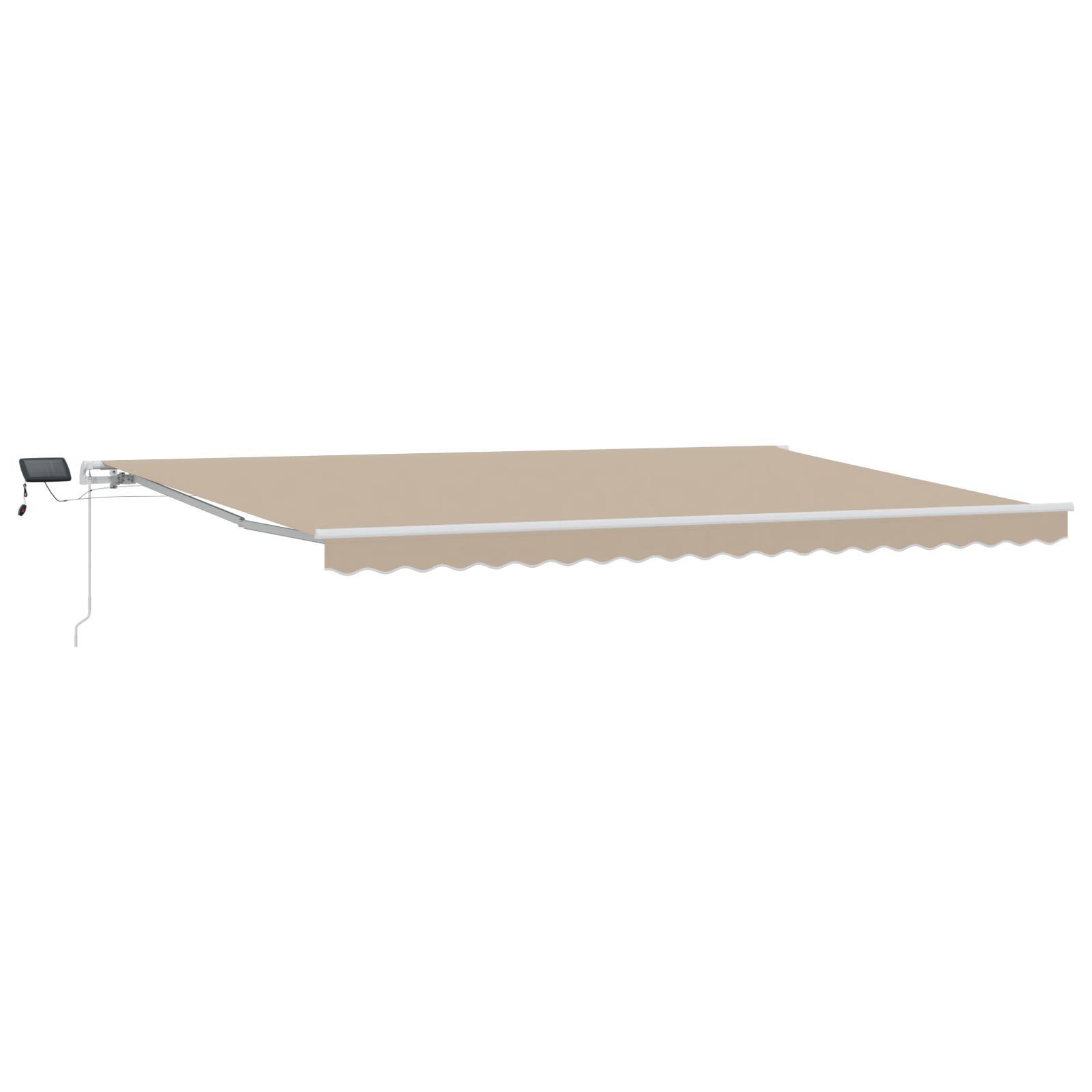 Manuel Udtækkelig Markise med LED Beige 500x300 cm,  Markise Erstatningsstof til 5x3 m Ramme Beige