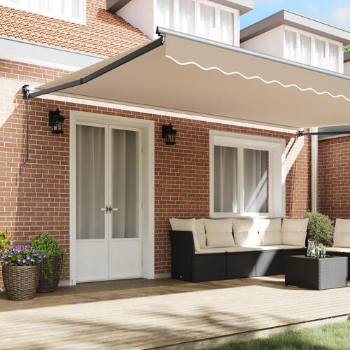 Manuel Udtækkelig Markise Beige 500x300 cm, Markise Udskiftningsstof til 5x3 m Ramme Beige