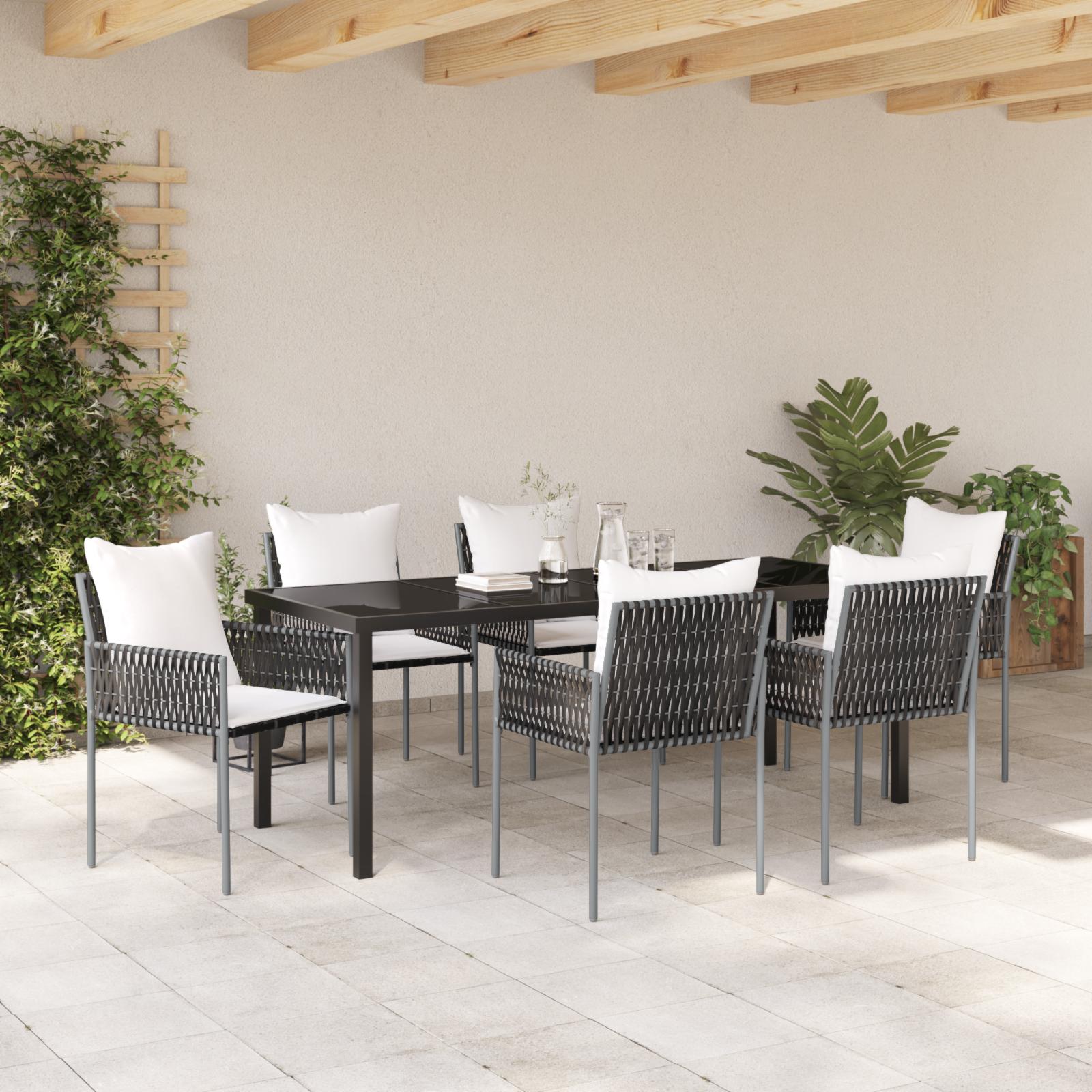 Have Spisebordssæt 7 stk Brun Poly rattan billede